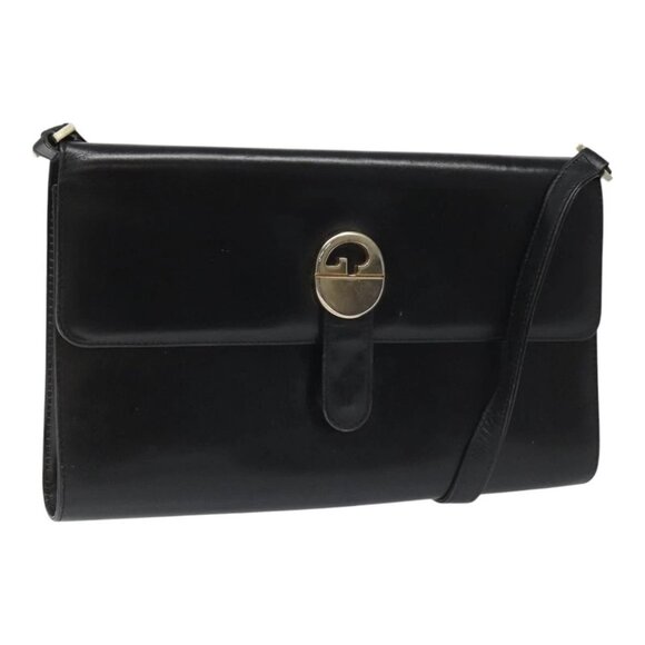 GUCCI Shoulder Bag Leather Black Auth 102039 - Picture 1 of 16